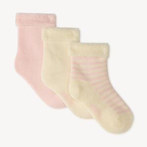 Lot de 3 chaussettes bouclettes unies et à rayures pour bébé fille 