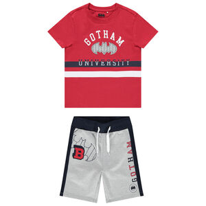 Ensemble avec t-shirt à  logo Batman et bermuda brodé 