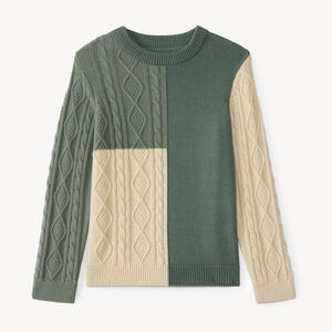 Pull torsadé effet bi-matière garçon 