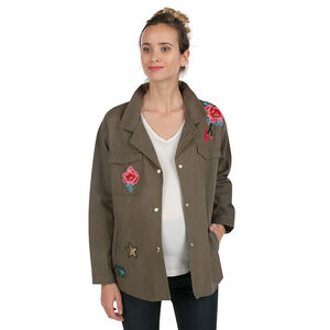 Veste de grossesse kaki avec fleurs brodées 