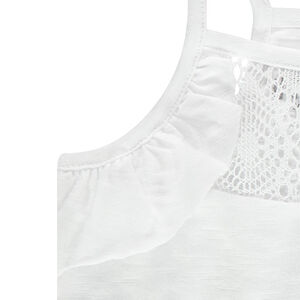 Débardeur en jersey slub avec dentelle et emmanchures volantées 