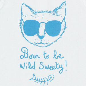 Débardeur uni avec chat et message printés 