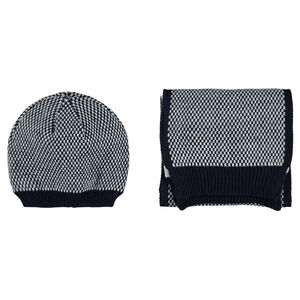 Ensemble bonnet et écharpe en tricot motif jacquard 