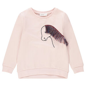 Sweat en molleton uni avec Licorne brodée et 4 adhésifs repositionnables fournis 