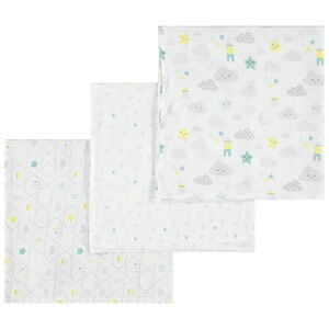 Lot de 3 langes en coton bio à imprimé nuages 