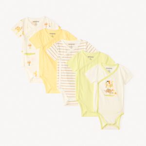 Lot de 5 bodies motifs safari fantaisie pour bébé garçon (ouvertures différentes selon l'âge) 