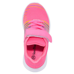 Baskets basses roses à lacets élastiques et scratch 