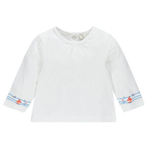 Tee-shirt manches longues en pointelle avec print vagues  