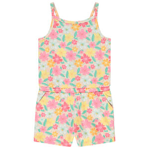 Combishort en jersey slub imprimé fleurs fille 