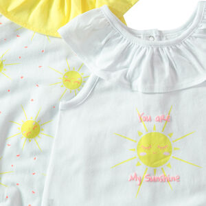 Lot de 2 combinaisons courtes avec col volanté et soleils printés  