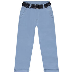 Pantalon chino uni avec ceinture tressée garçon 
