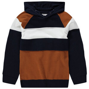 Junior - Pull en tricot à capuche avec maille ottoman  