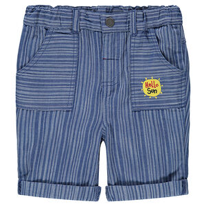 Bermuda à fines rayures en jacquard avec soleil printé 