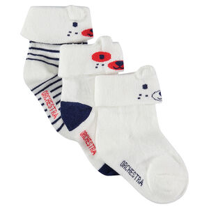 Lot de 3 paires de chaussettes à revers et motif jacquard avec oreilles en relief 