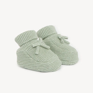 Chaussons naissance en tricot unis avec nœud 