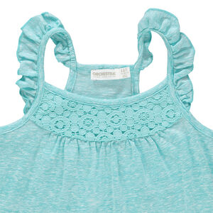 Débardeur en coton chiné avec bretelles volantées 