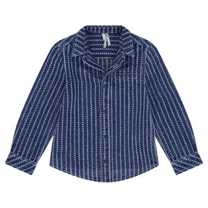 Chemise manches longues en coton fantaisie effet jeans 