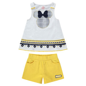 Ensemble avec débardeur print Minnie esprit ethnique et short jaune 
