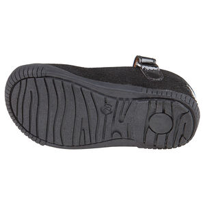 Babies noires en cuir suédé avec patch fleur 