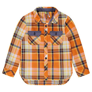 Chemise manches longues à carreaux contrastés 