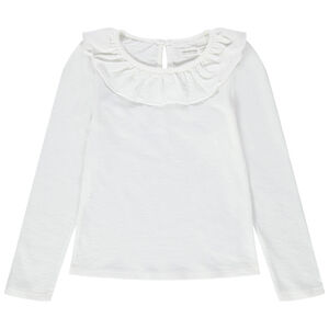 T-shirt manches longues en jersey à col volanté 