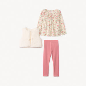 Ensemble 3 pièces avec tunique fleurie pour bébé fille 