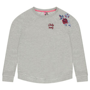 Junior - Sweat en molleton brillant léger avec fleurs brodées 