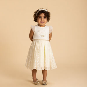 Robe manches courtes en tulle brodé pour bébé fille 