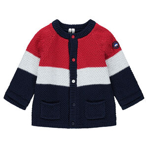 Gilet en maille épaisse avec poches et badge en gomme 
