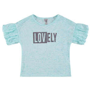 Tee-shirt manches courte ballon avec message printé 