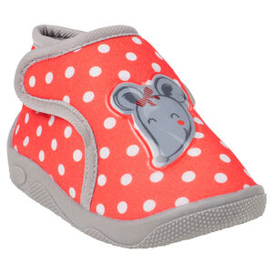  Chaussons bottillons à pois avec patte auto-agrippante et patch souris 