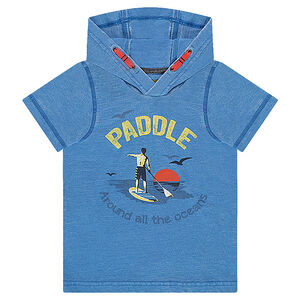 Tee-shirt manches courtes à capuche avec print "paddle" sur le devant 
