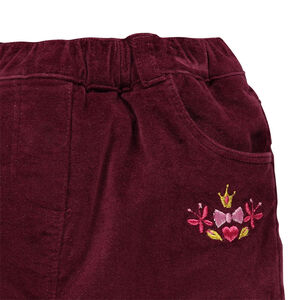 Pantalon en velours doublé polaire avec coeurs patchés 