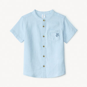 Chemise manches courtes col mao avec broderie animaux pour bébé garçon 