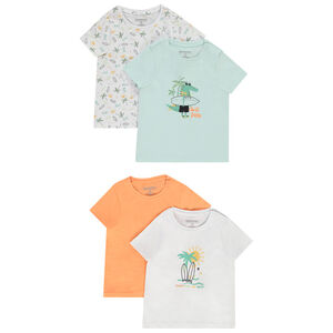 Lot de 4 t-shirt manches courtes en jersey print surf pour bébé garçon 