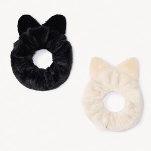 Lot de 2 chouchous effet fourrure chat fille 