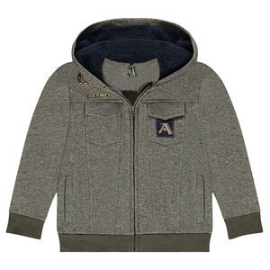 Junior - Gilet à capuche en molleton avec capuche doublée sherpa 