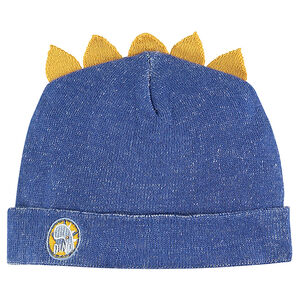 Bonnet en tricot avec crête et badge 