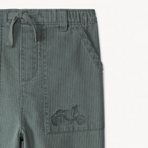 Pantalon en toile uni armurée avec poches pour bébé garçon 