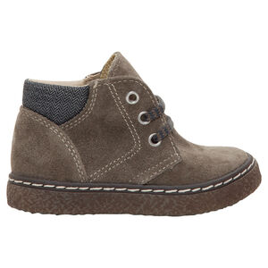 Bottillons en cuir suédé avec empiècement à chevrons au dos 