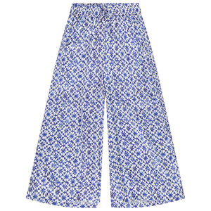 Pantalon large en voile imprimé fantaisie avec ceinture nouée fille 