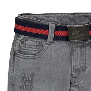 Junior - Jeans effet used et crinkle avec ceinture amovible 