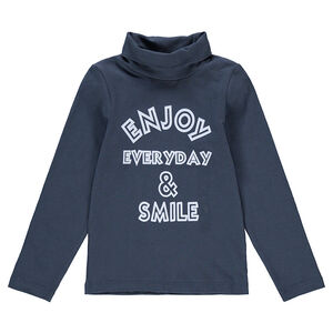 Sous-pull en jersey col roulé avec message printé 