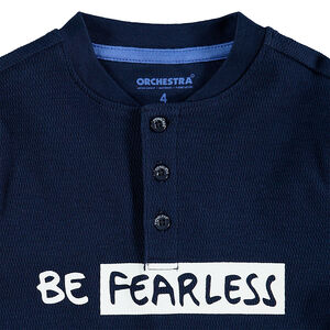 Tee-shirt manches longues en jersey nid d'abeille avec bandes printées 