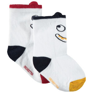 Lot de 2 paires de chaussettes avec personnage en jacquard et bord-côte fantaisie 