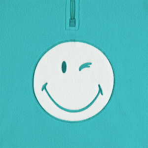 Sweat en polaire avec Smiley brodé et col zippé 