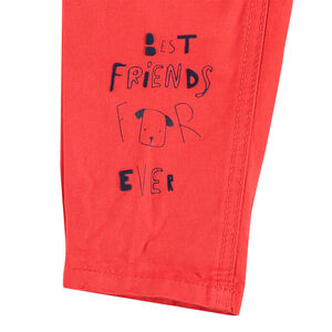 Pantalon en twill surteint avec inscription printée et 2 poches zippées 