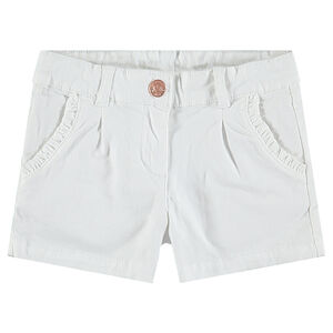 Short en coton avec biais volanté sur les poches 