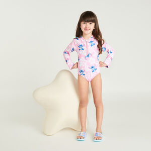Maillot de bain 1 pièce manches longues anti-UV SPF 50+ imprimé Stitch Disney fille 