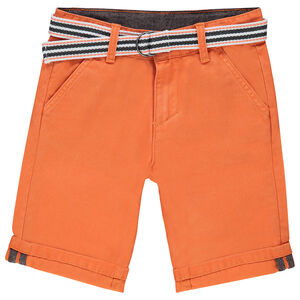 Bermuda en twill uni avec ceinture amovible ajustable 